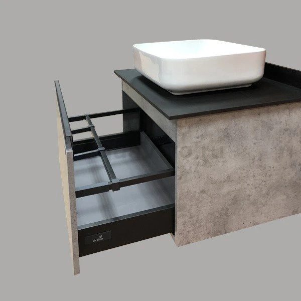 Мебель для ванной Comforty Эдинбург 75, цвет бетон светлый / черный - фото 1
