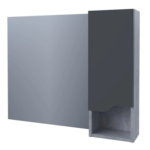 Шкаф-зеркало Stella Polar Абигель 80, правый, цвет серый / цемент