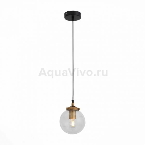 Подвесной светильник ST Luce Varieta SL234.403.01, арматура металл, цвет черный, золото, плафон стекло, цвет прозрачный