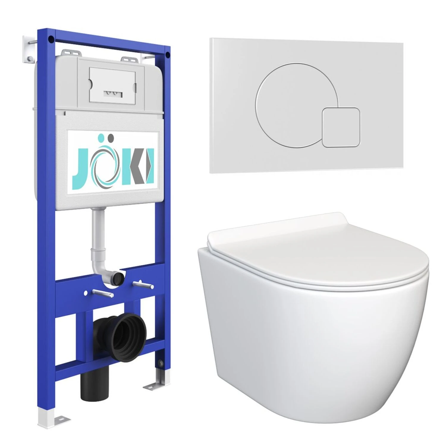 Комплект: JOKI Инсталляция JK01150+Кнопка JK024540WM белый+Stella JK1061016 белый унитаз