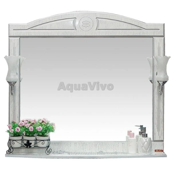 Мебель для ванной Sanflor Адель 100, цвет белый/патина серебро