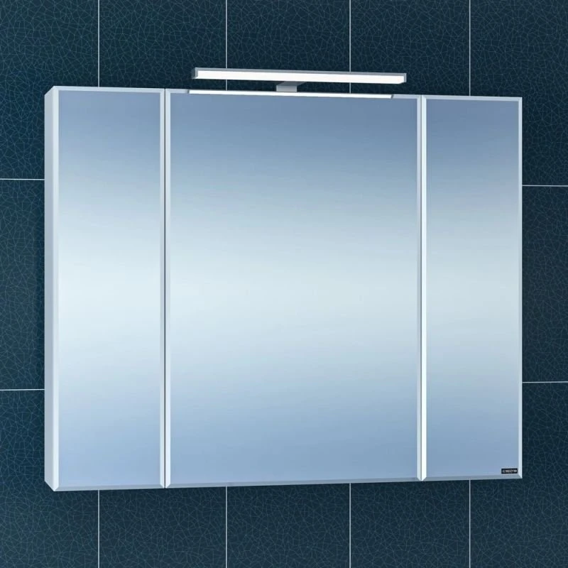 Шкаф-зеркало Санта Стандарт 90, с подсветкой, цвет белый - фото 1