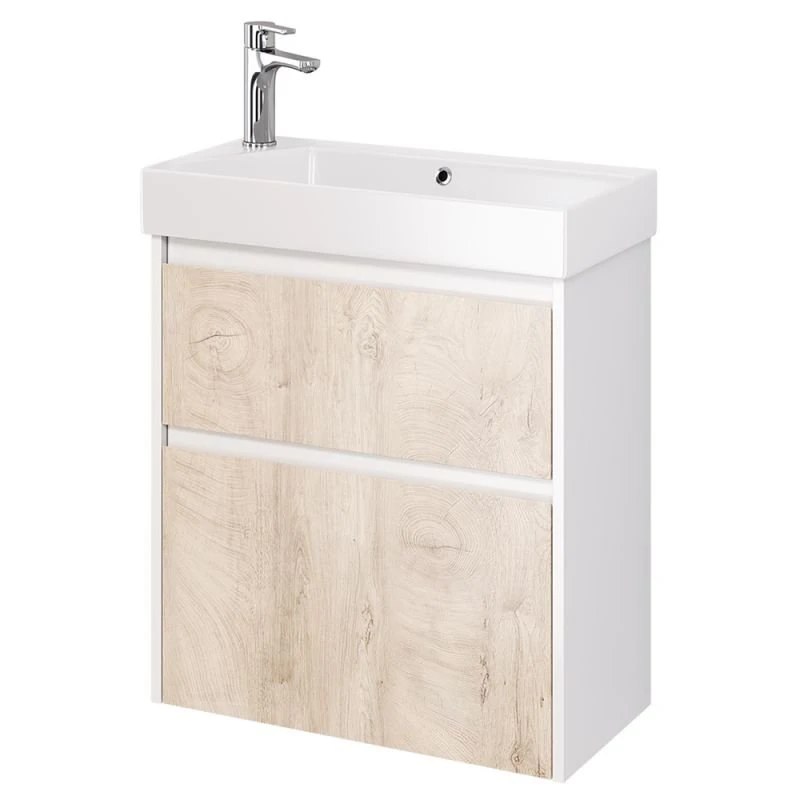Мебель для ванной Dreja Slim 65, с 2 ящиками, цвет белый глянец / дуб кантри - фото 1