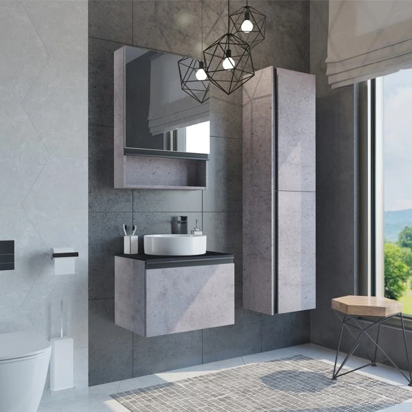 Мебель для ванной Comforty Эдинбург 60 с раковиной Comforty 9111, цвет бетон светлый