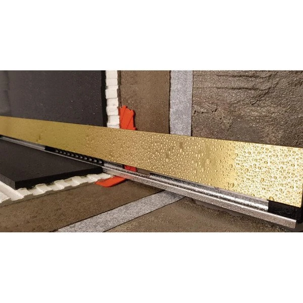 Душевой лоток Berges Wall 092156 с решеткой 60x5 см, боковой выпуск, с возможностью изменения длины, цвет золото глянец - фото 1