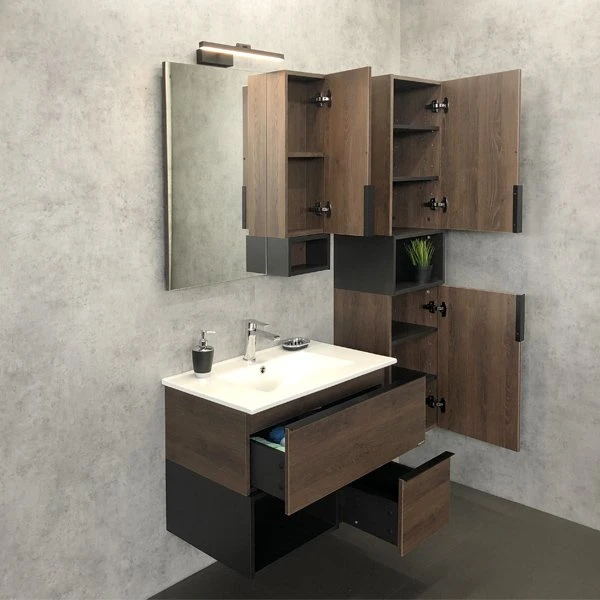 Мебель для ванной Comforty Франкфурт 75 с раковиной Comforty 75E, цвет дуб шоколадно-коричневый - фото 1