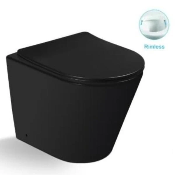 Унитаз SantiLine SL-5020 MB приставной, безободковый, с сиденьем микролифт, цвет черный матовый
