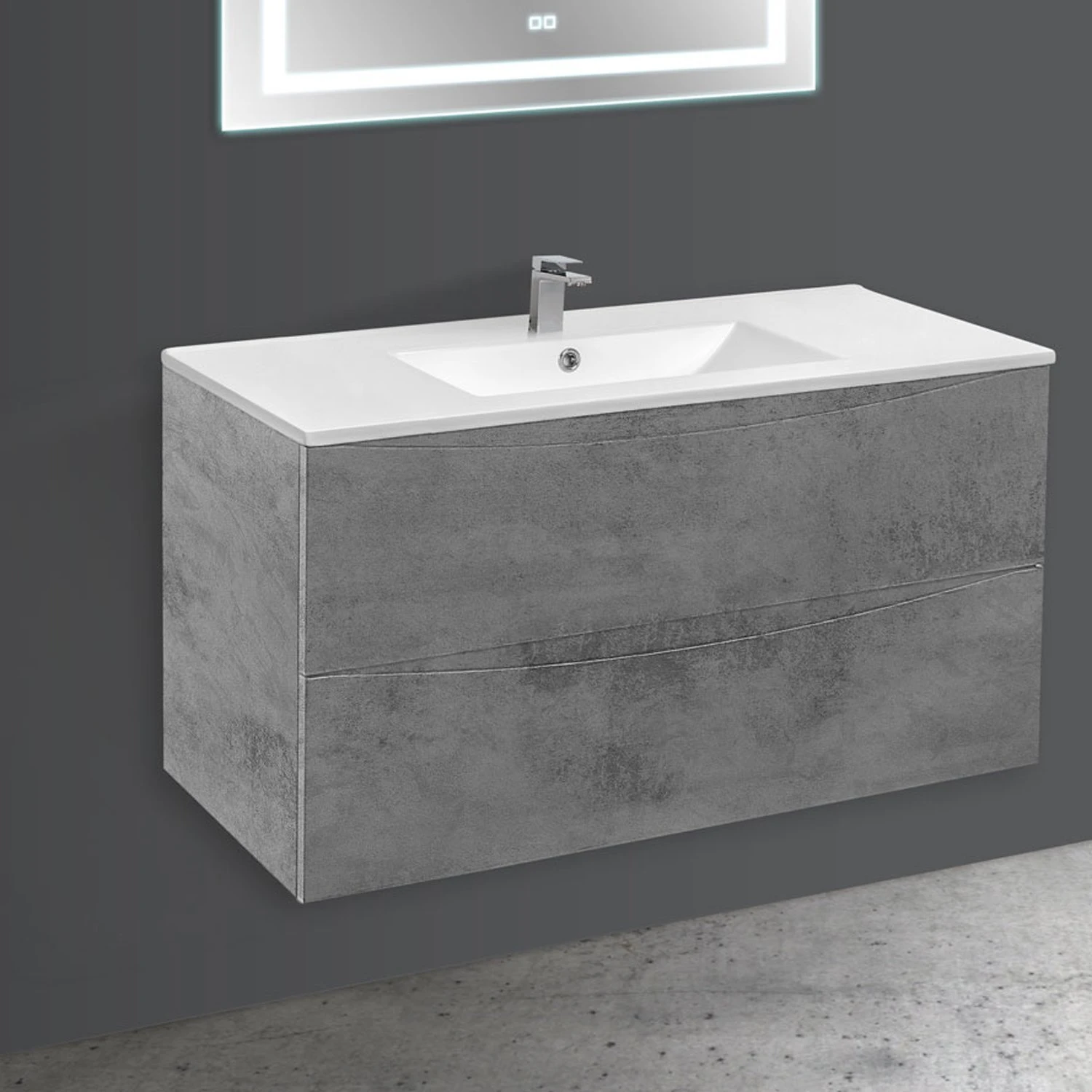 Мебель для ванной Vincea Mia 100, под фарфоровую раковину, цвет бетон - фото 1