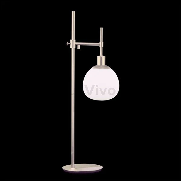 Интерьерная настольная лампа Maytoni Erich MOD221-TL-01-N, арматура никель, плафон стекло белое, 17х65 см