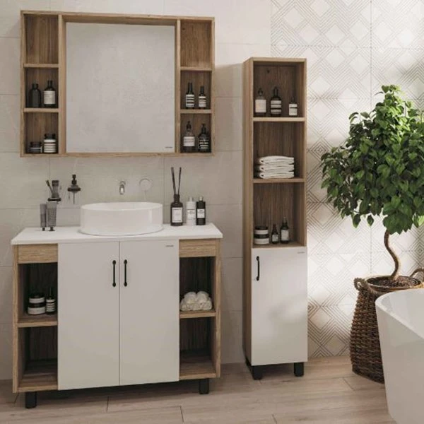 Мебель для ванной Grossman Флай 100, цвет белый / дуб сонома