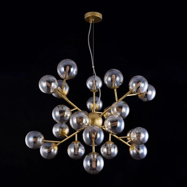 Подвесной светильник Maytoni Dallas MOD545PL-24G, арматура золото, плафоны стекло янтарное, 65х65 см