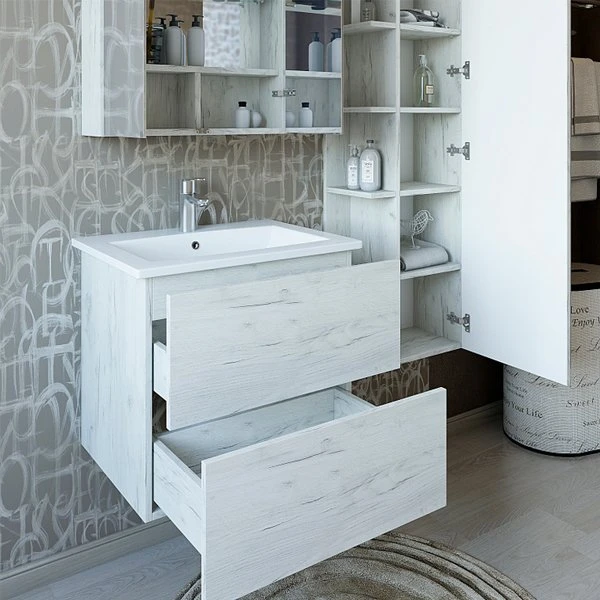Мебель для ванной Sanflor Чикаго 65, цвет дуб крафт белый - фото 1