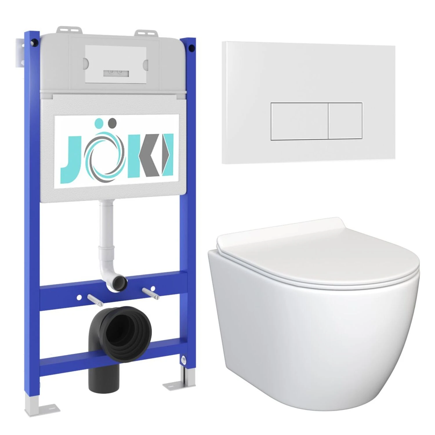 Комплект: JOKI Инсталляция JK03351+Кнопка JK018504WM белый+Stella JK1061016 унитаз белый