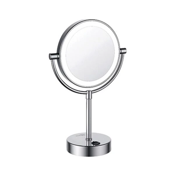 Косметическое зеркало WasserKRAFT K-1005, с подсветкой двухстороннее, 3-х кратным увеличением, цвет хром