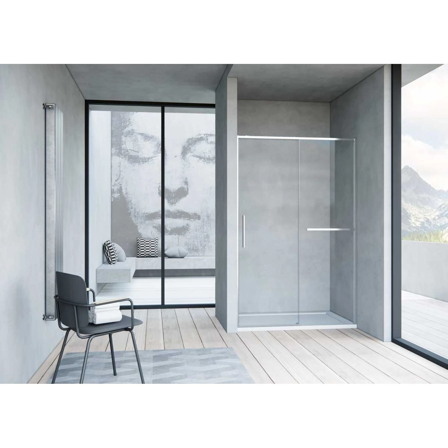 Душевая дверь Vincea Slim Soft VDS-1SS 150x200, с доводчиком, с полотенцедержателем, стекло прозрачное, профиль хром