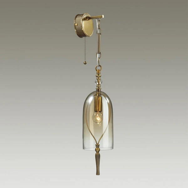 Настенный светильник Odeon Light Bell 4892/1W, арматура бронза, плафон стекло коричневое - фото 1