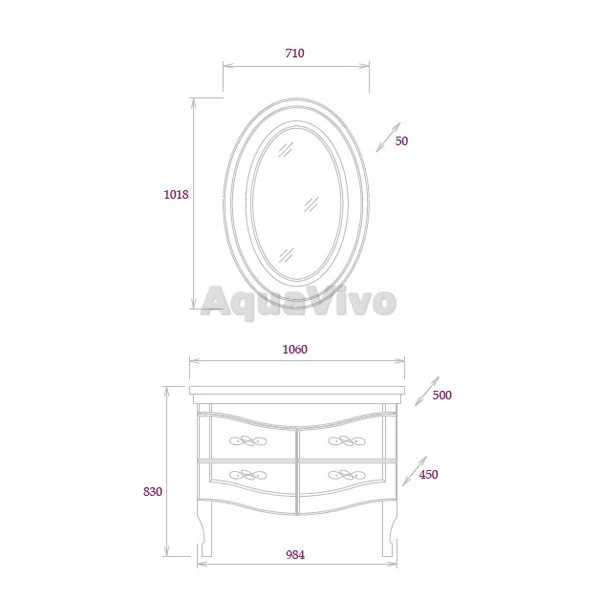 Мебель для ванной Оника Адель 105.16, цвет белый