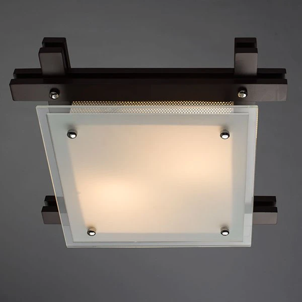 Потолочный светильник Arte Lamp Archimede A6462PL-2CK, арматура коричневая / хром, плафон стекло белое, 30х30 см - фото 1