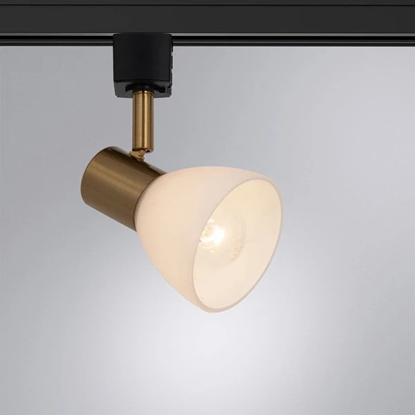 Трековый светильник Arte Lamp Falena A3117PL-1BK, арматура черная / бронза, плафон стекло белое, 13х9 см - фото 1