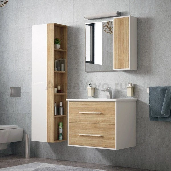 Мебель для ванной Corozo Гольф 65, цвет белый / дуб сонома