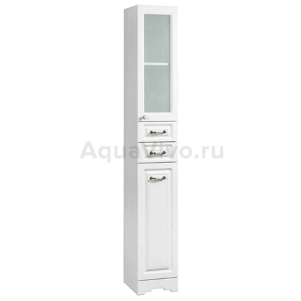 Шкаф-пенал Stella Polar Кармела 30, правый, стеклянный фасад, цвет ольха белый