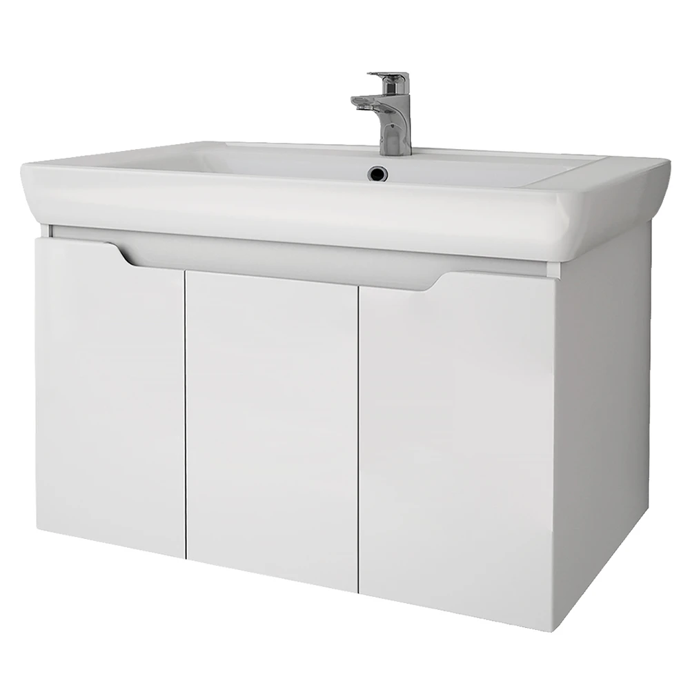 Мебель для ванной Dreja Q (D) 80, с 3 дверцами, цвет белый глянец