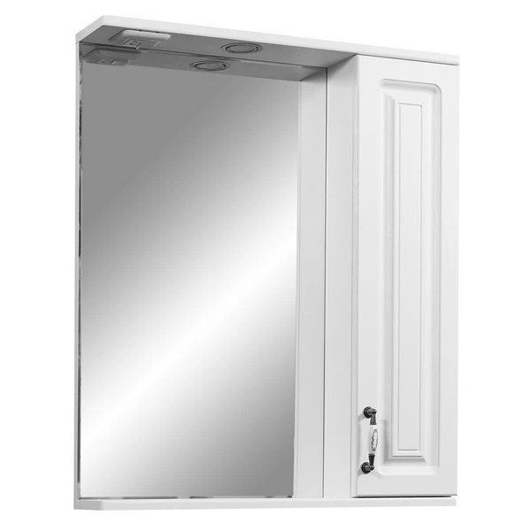 Шкаф-зеркало Stella Polar Кармела 65/С, правый, с подсветкой, цвет ольха белая