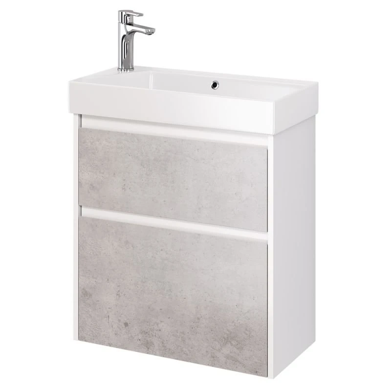 Мебель для ванной Dreja Slim 65, с 2 ящиками, цвет белый глянец / бетон