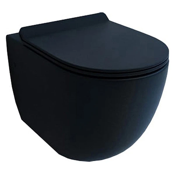 Унитаз Esbano Garcia Matt Black подвесной, безободковый, с сиденьем микролифт, цвет черный матовый