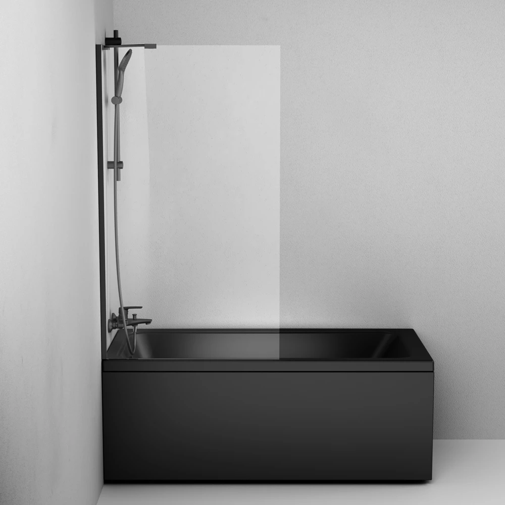 Шторка на ванну AM.PM Gem 80 W90BS-080-140BT, стекло прозрачное, профиль черный матовый - фото 1