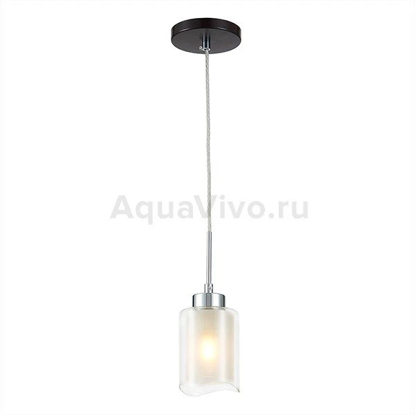 Подвесной светильник Citilux Фортуна CL156112, арматура хром / венге, плафон стекло белое / прозрачное, 12х12 см