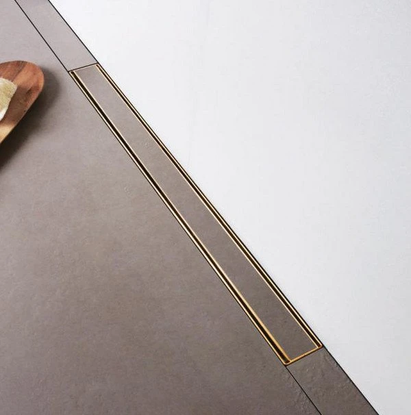 Душевой лоток Berges B1 Keramik 092120 с решеткой 90x6 см, боковой выпуск, цвет золото глянец, 100x12 см - фото 1