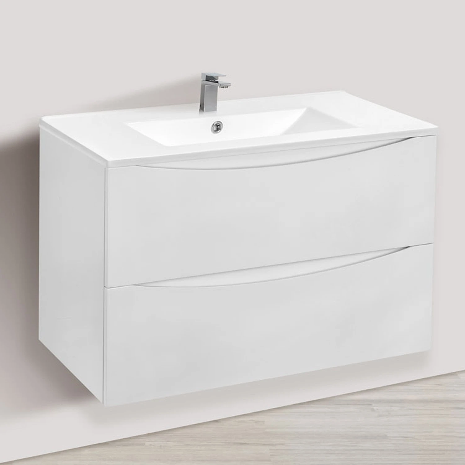 Мебель для ванной Vincea Mia 80, под фарфоровую раковину, цвет белый глянец - фото 1