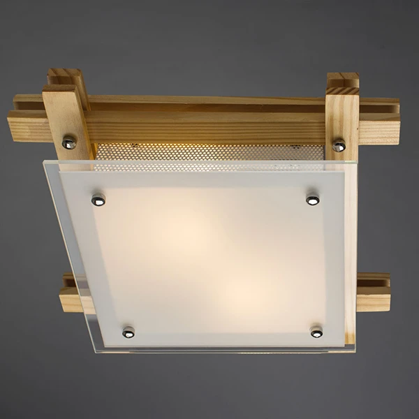 Потолочный светильник Arte Lamp Archimede A6460PL-2BR, арматура бежевая / хром, плафон стекло белое, 30х30 см - фото 1