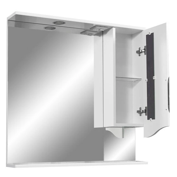 Шкаф-зеркало Stella Polar Сильва 80/С, правый, с подсветкой, цвет белый - фото 1