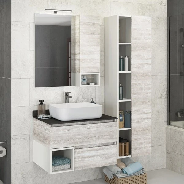Мебель для ванной Comforty Прага 75, с раковиной T-Y9378, цвет дуб белый
