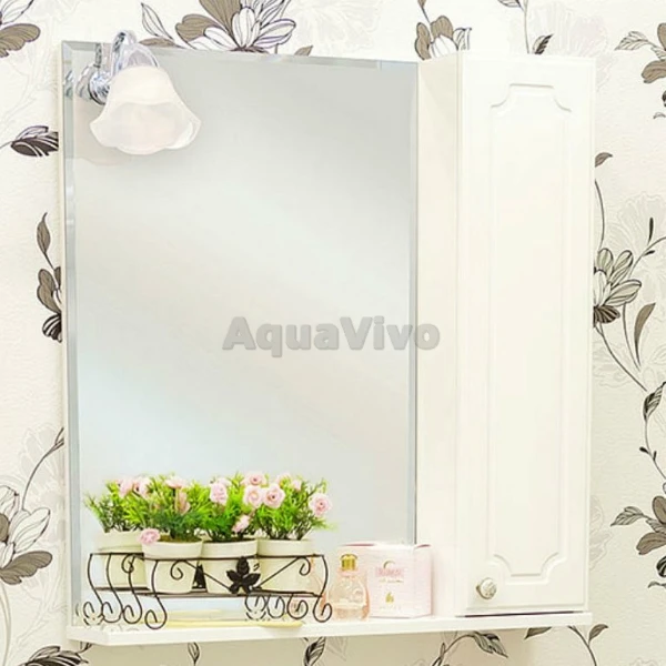 Шкаф-зеркало Sanflor Ксения 70, правый, с подсветкой, цвет белый