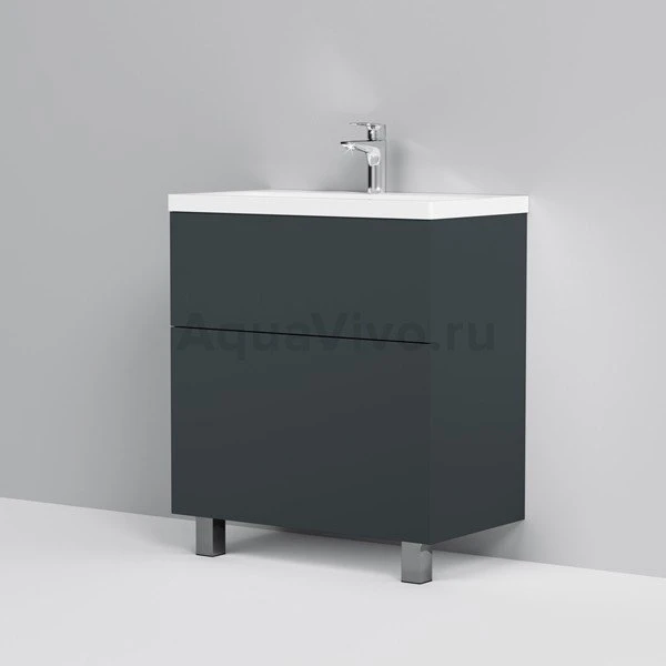 Мебель для ванной AM.PM Gem 75 напольная, 2 ящика, цвет графит матовый - фото 1