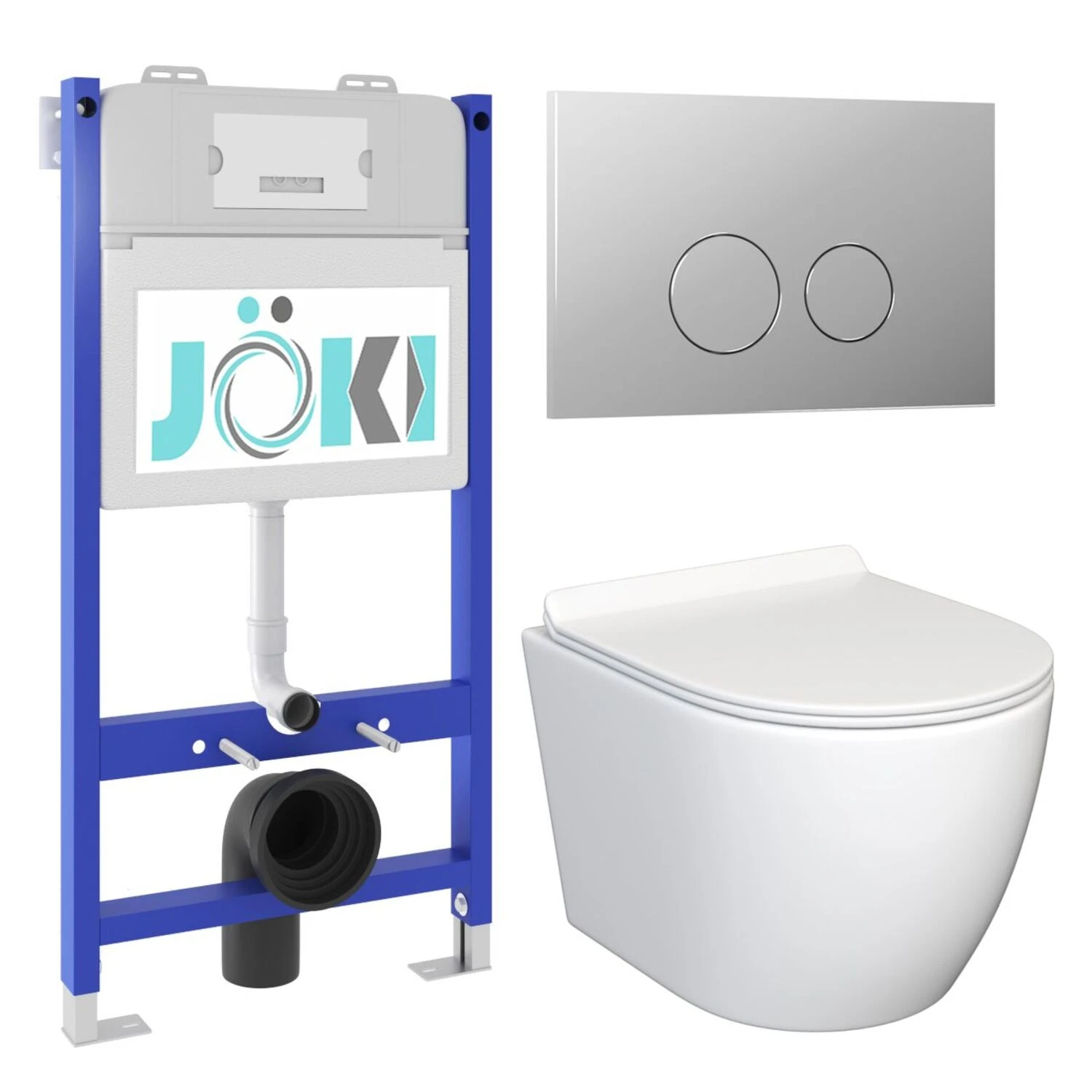 Комплект: JOKI Инсталляция JK03351+Кнопка JK102510CH хром+Stella JK1061016 унитаз белый