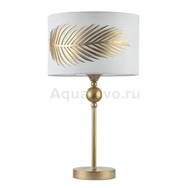 Интерьерная настольная лампа Maytoni Farn H428-TL-01-WG, арматура цвет золото, плафон/абажур ткань, цвет белый/желтый