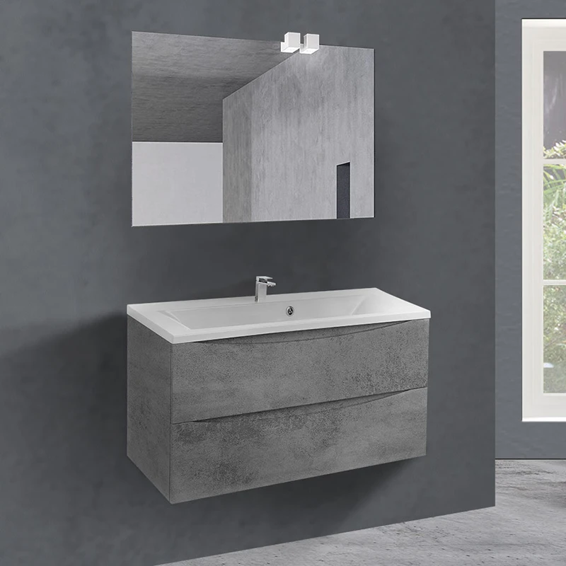 Мебель для ванной Vincea Mia 90, под раковину из искусственного камня, цвет бетон