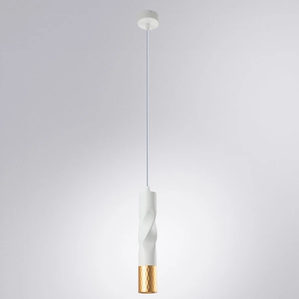 Подвесной светильник Arte Lamp Sadr A3280SP-1WH, арматура белая, плафон металл белый / золото, 6х6 см - фото 1