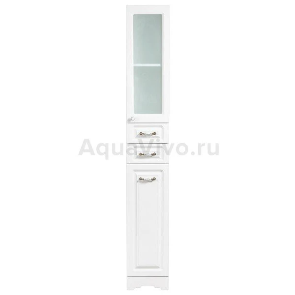 Шкаф-пенал Stella Polar Кармела 30, правый, стеклянный фасад, цвет ольха белый - фото 1