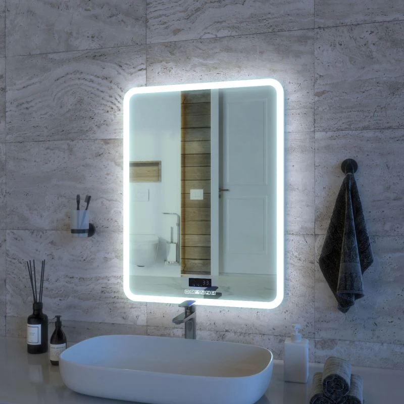 Зеркало Joki Asti 60x80, с подсветкой, функцией антизапотевания, часами и музыкальным блоком