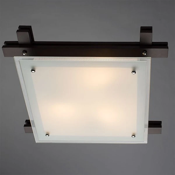 Потолочный светильник Arte Lamp Archimede A6462PL-3CK, арматура коричневая / хром, плафон стекло белое, 40х40 см - фото 1