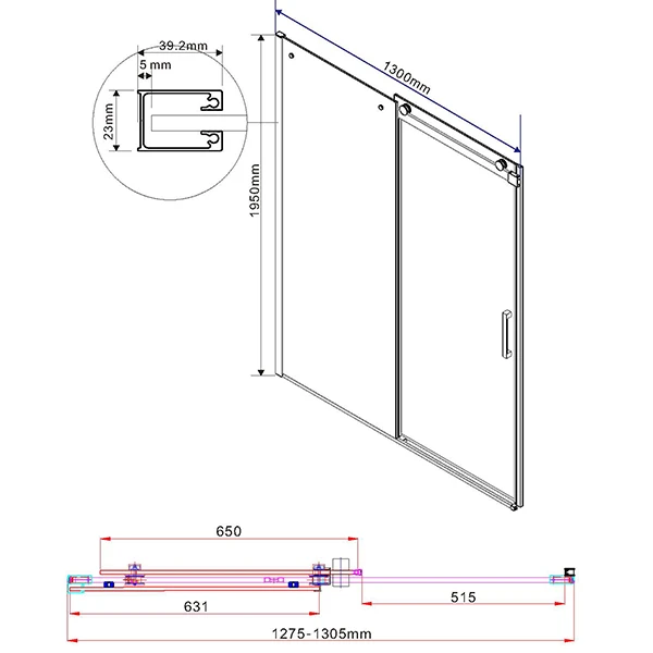 Душевая дверь Vincea Como VPS-1C 130x195, стекло прозрачное, профиль хром
