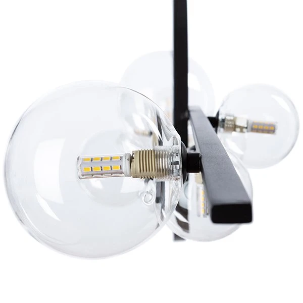 Подвесной светильник Arte Lamp Saturn A7790SP-75BK, арматура черная, плафоны акрил прозрачный, 145х32 см