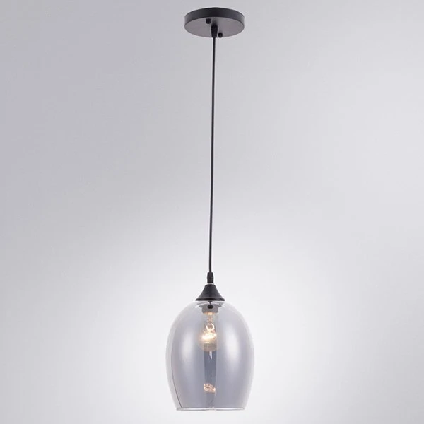 Подвесной светильник Arte Lamp Propus A4344SP-1BK, арматура черная, плафон стекло дымчатое, 17х17 см - фото 1