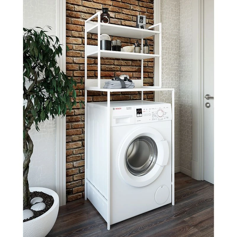 Стеллаж Sanflor 64 над стиральной машиной, цвет белый муар