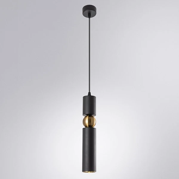 Подвесной светильник Arte Lamp Ran A3162SP-1BK, арматура черная, плафон металл черный / золото, 6х6 см